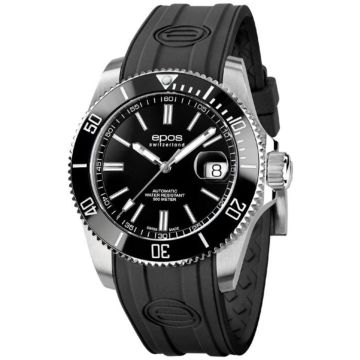 Czarny sportowy zegarek męski na pasku EPOS Sportive Diver 3504.131.93.13.53