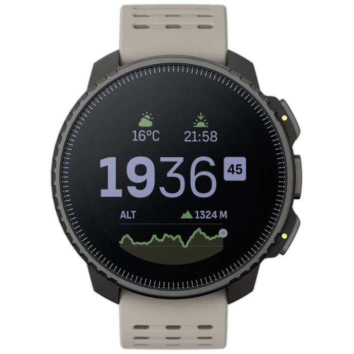 Smartwatch SUUNTO Vertical Black Sand SS050863000 z czarną kopertą i szarym paskiem,  wytrzymałość baterii do 60 dni
