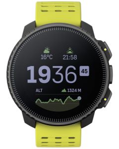 Smartwatch SUUNTO Vertical Black LIme SS050864000 z czarną kopertą ze stali nierdzewnej oraz żółtym paskiem,  wytrzymałość baterii do 60 dni
