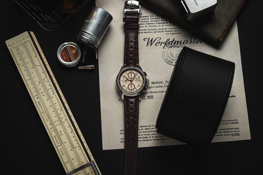 Zegarek męski Atlantic 55853.41.95 z beżową tarczą, stalową kopertą na brązowym pasku sk&oacute;rzanym