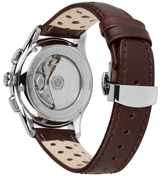 Zegarek męski Atlantic 55853.41.95 z beżową tarczą, stalową kopertą na brązowym pasku sk&oacute;rzanym