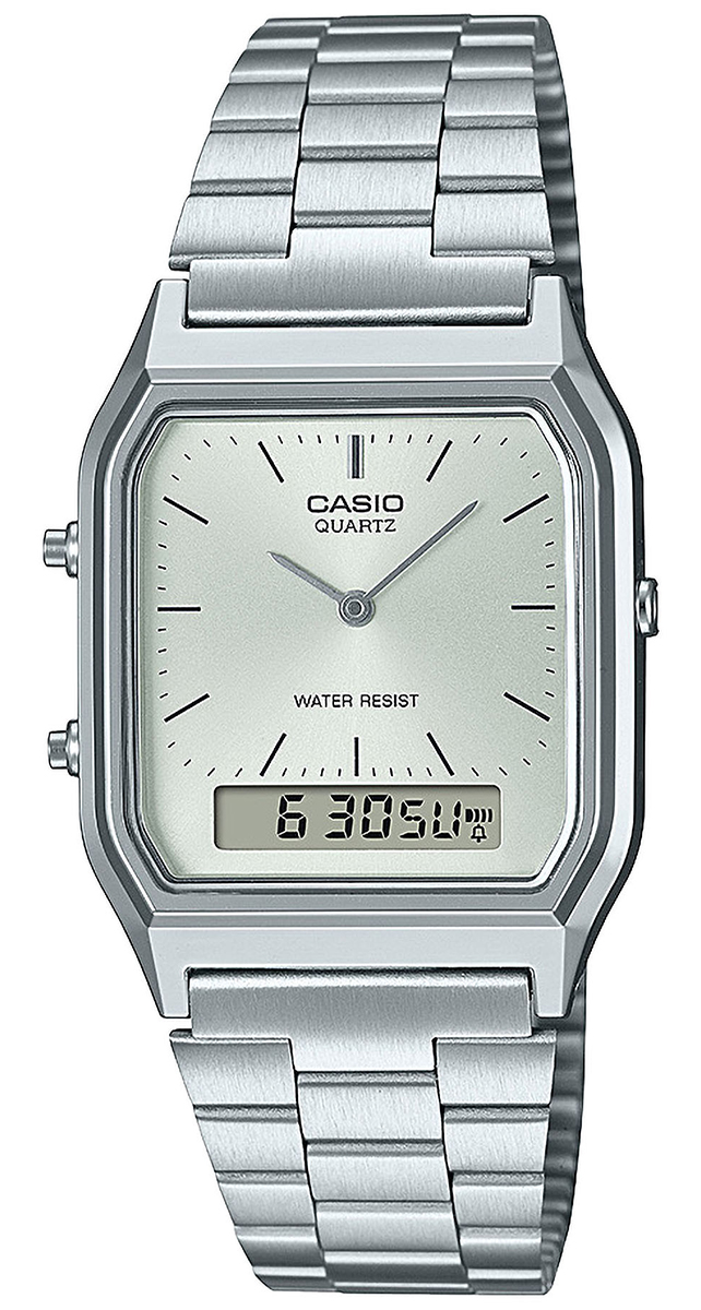 Zegarek Casio Vintage AQ-230A-7AMQYES z kwadratową białą tarczą